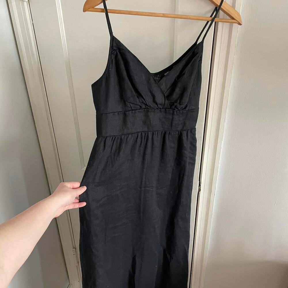 Vintage 100% linen black maxi dress
